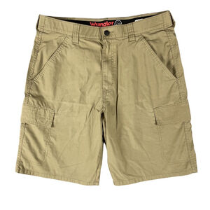 Wrangler ATG Cargo Shorts Mens 34 Khaki Mid Rise Stretch Hiking Utility Outdoor